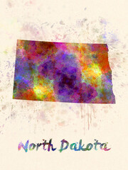 North Dakota US state in watercolor