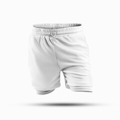 White loose shorts mockup with underpants compression line, 3D rendering, for design, pattern.