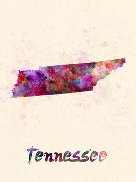 Tennessee US state in watercolor
