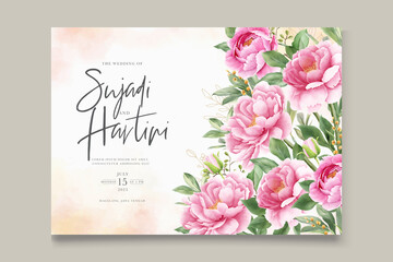 beautiful peony and rose wedding invitation card set © lukasdedi