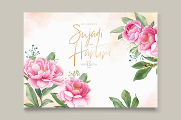 beautiful peony and rose wedding invitation card set © lukasdedi
