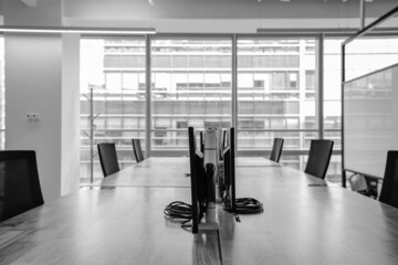 Interior of modern empty office building.Open ceiling design.