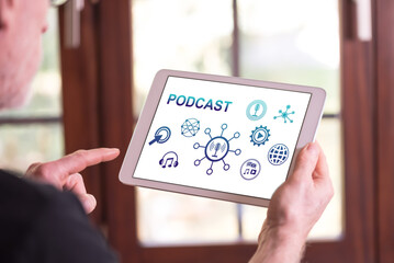 Podcast concept on a tablet