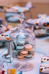 A sweet treat, homemade pasta in pastel colors, in a beautiful transparent jar.