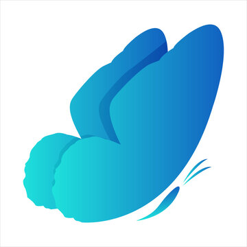 Butterfly Blue Gradient Vector Illustration Minimalist Flat Logo