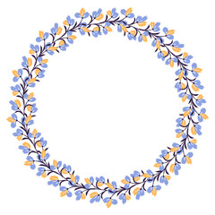 Flower wreath. Round flower wreath, pattern graphic design. Background with a bouquet of flowers in a circle