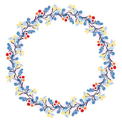 Flower wreath. Round flower wreath, pattern graphic design. Background with a bouquet of flowers in a circle