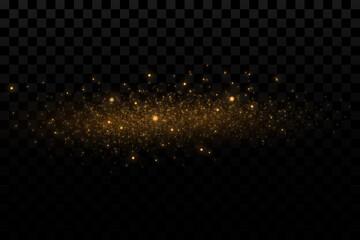 Gold particles. Light effect. Gold dust. background decoration.