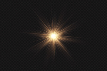 Glow effect. Star on transparent background.Bright sun. Vector illustration.