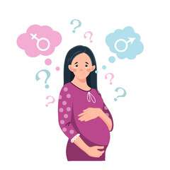 A happy pregnant woman thinks who will be born - a boy or a girl