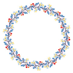 Flower wreath. Round flower wreath, pattern graphic design. Background with a bouquet of flowers in a circle