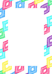 Frame border with rhombus size a4, format a4. Rhombus paintbrush pattern. Abstract baby background with rhombus brush strokes