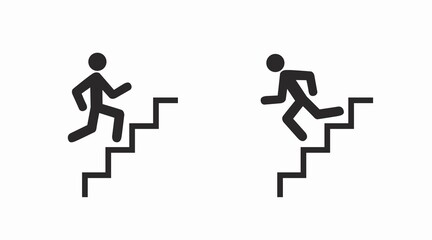 Climbing and down stairs icon. Vector Isolated Black and White Illustration of Stairs Signs