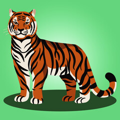 An African tiger of the appropriate color - a symbol of 2022, stands and looks friendly at the viewer