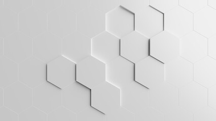 Pattern of hexagons with some of them displaced - abstract geometric design. 3d illustration (rendering)