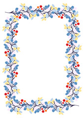 Flower frame border size a4, format a4. Floral pattern. Cute floral background. Background with flower brush strokes