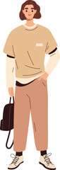 Modern Person in Trendy Outfit Cartoon Illustration