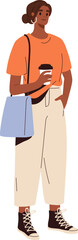 Stylish Woman in Casual Outfit Cartoon Illustration