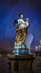 religious statue inside the basilica notre dame de la garde in Marseille