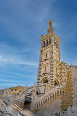 view of the basilica of notre dame de la garde in Marseille