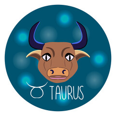 Astrological Taurus zodiac sign.  Horoscope vector emblem