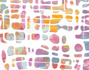 Patchwork abstract background or mosaic pattern of multicolored slices oil paint texture.  High detail.	
