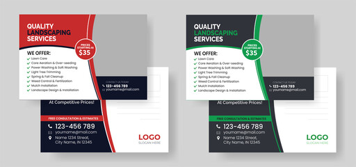 landscaping lawn care postcard, best lawn care Service postcard template, cleaning lawn mowing garden and landscaping mow grass cutting postcard or eddm, every door direct mail design template
