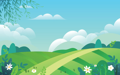 May 1st labor day, farmer carrying a hoe to work in the farmland, vector illustration