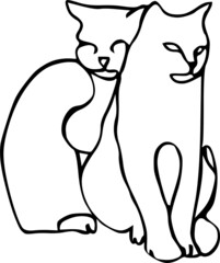 Cat one line drawing art. Editable stroke vector illustration of domestic animal for logo or decoration.