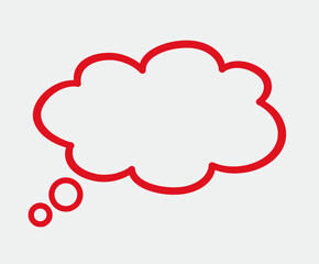 Think bubble isolated on grey background. Trendy think bubble in flat style. Modern template for social network and label. Creative thought balloon. Cloud line art, vector illustration	