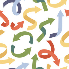 Vector illustration set of colorful arrows for for infographic designs or presentation templates. Seamless pattren.