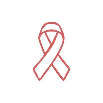 Cancer pink ribbon icon sign