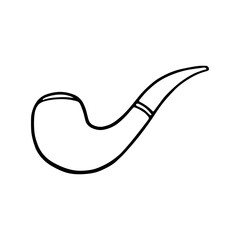 vector doodle icon smoking pipe, simple hand drawing. Sherlock accessory, English detective