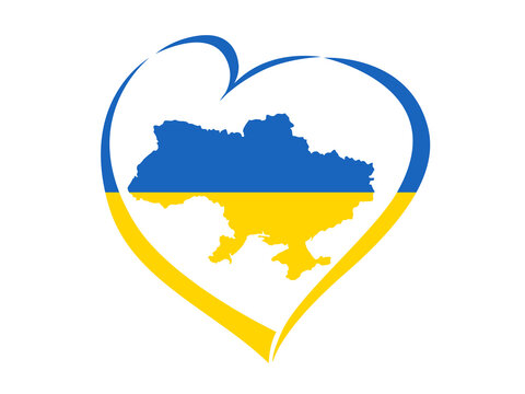 recommend clip art: Ukrainian map with flag in heart. Abstract patriotic ukrainian flag with love symbol. Blue and yellow conceptual idea - with Ukraine in his heart. Vector illustration