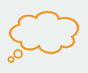 Think bubble isolated on grey background. Trendy think bubble in flat style. Modern template for social network and label. Creative thought balloon. Cloud line art, vector illustration	