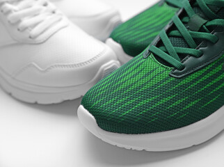 Sport shoes for running on white background closeup