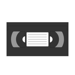 Retro video cassette. Video tape with stroke. Vector illustration isolated on white background.