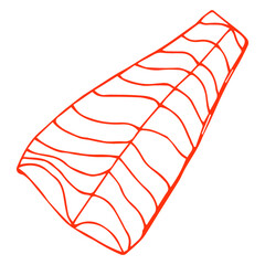 Fish steak hand drawn outline doodle icon. Grilled steak vector sketch illustration for print, web, mobile and infographics isolated on white background. Grilled healthy food concept.