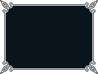 Black vector background with border frame. Rectangular horizontal blackboard with chalk sign, billboard, web banner, card, plaque, signboard, sticker or label