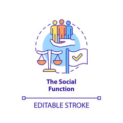 Social function concept icon. Defense of national economic system abstract idea thin line illustration. Isolated outline drawing. Editable stroke. Arial, Myriad Pro-Bold fonts used