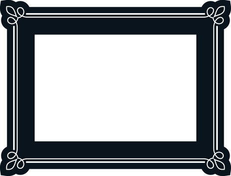 Black and white art frame. Picture or photo frame isolated on white background