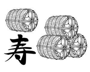 米俵_米寿の線画イラスト