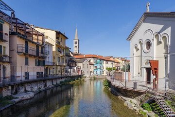 Fototapeta na wymiar Omegna town view, Italy, Piedmont region, Lake Orta