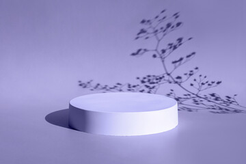 Podium for cosmetic product presentation. Abstract minimal geometrical form. Cylinder stone sphere...