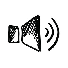 Audio speaker sketch vector illustration. Sound volume hand drawn icon. 