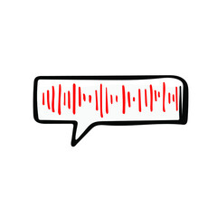 Voice message track sketch vector illustration. Sound bar wave hand drawn icon. Chat box with speaking soundwave symbol.