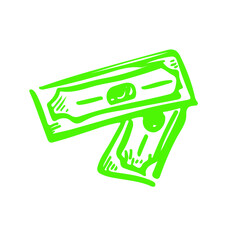 Us dollar money sketch vector illustration. Financial crisis, sanctions policy hand drawn element. Investment risk market icon.