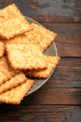 Sesame cracker, cracker, cookie cracker on different backgrounds