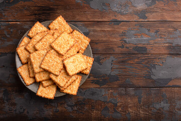 Sesame cracker, cracker, cookie cracker on different backgrounds