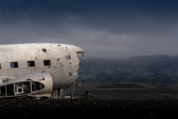 Closeup of an Airplane wreck in Iceland
